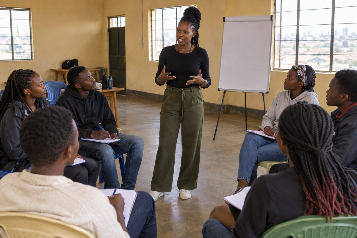 Youth training workshop in a community hall